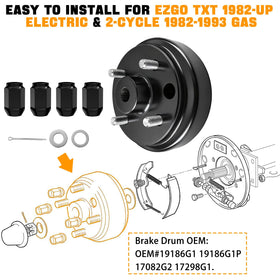 Side view highlighting durable steel construction of the brake drum