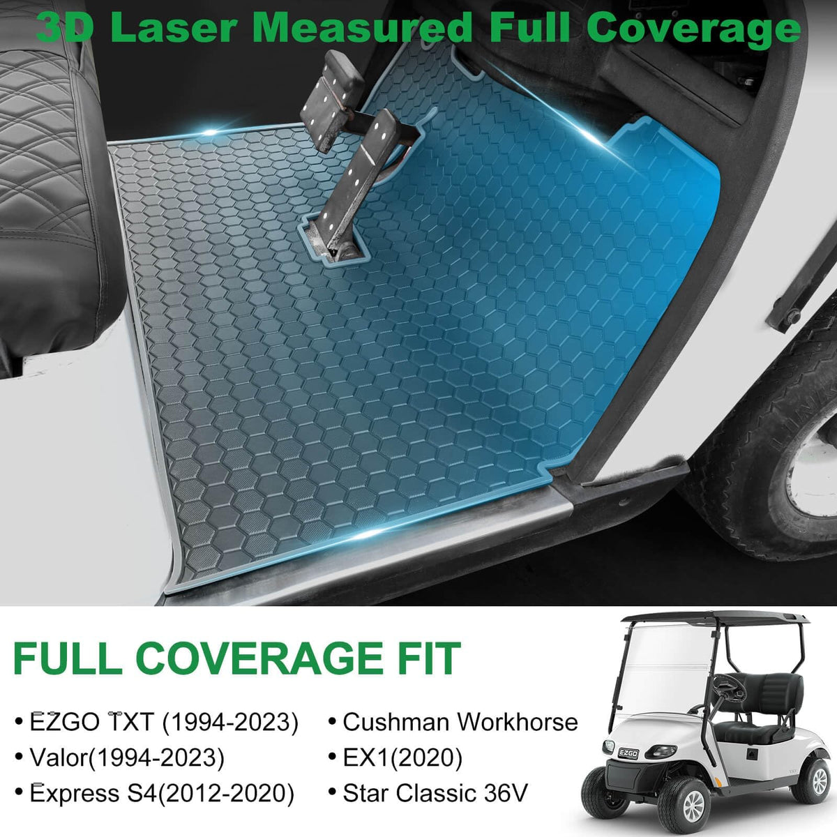 LEAPGOMAX EZGO TXT floor mat gray for easy install.