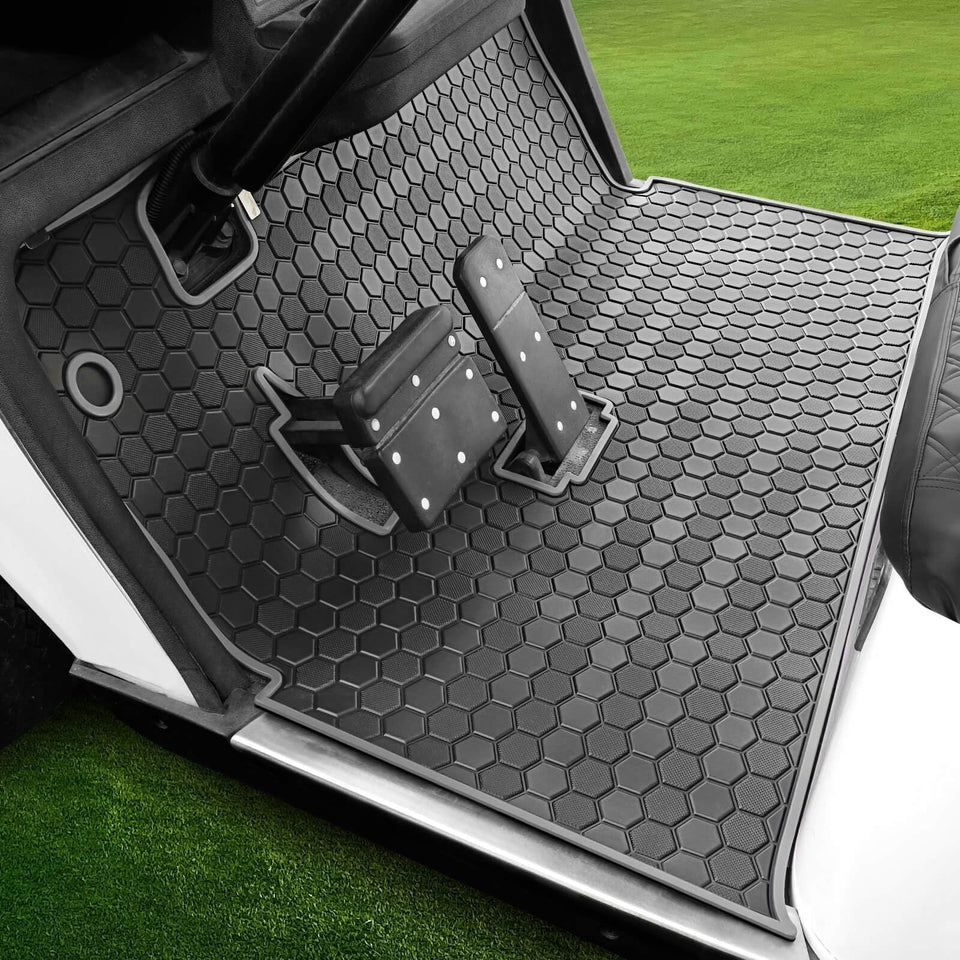 LEAPGOMAX EZGO TXT floor mat gray with full-coverage protection for pedals.