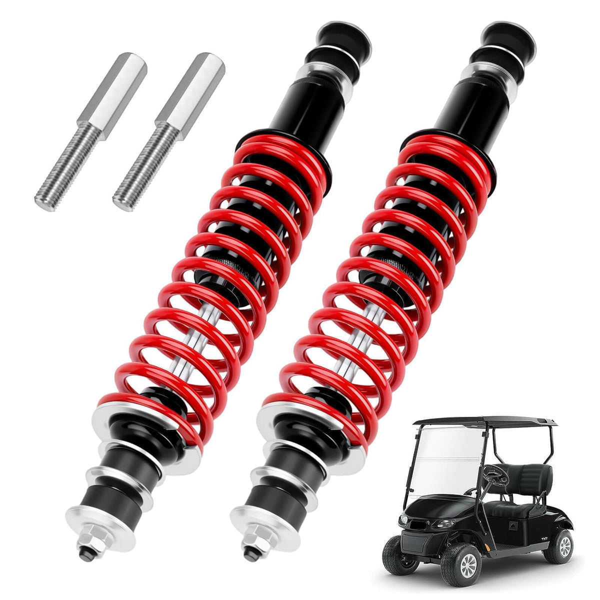 LEAPGOMAX EZGO TXT front shock view with heavy-duty springs for smoother rides.