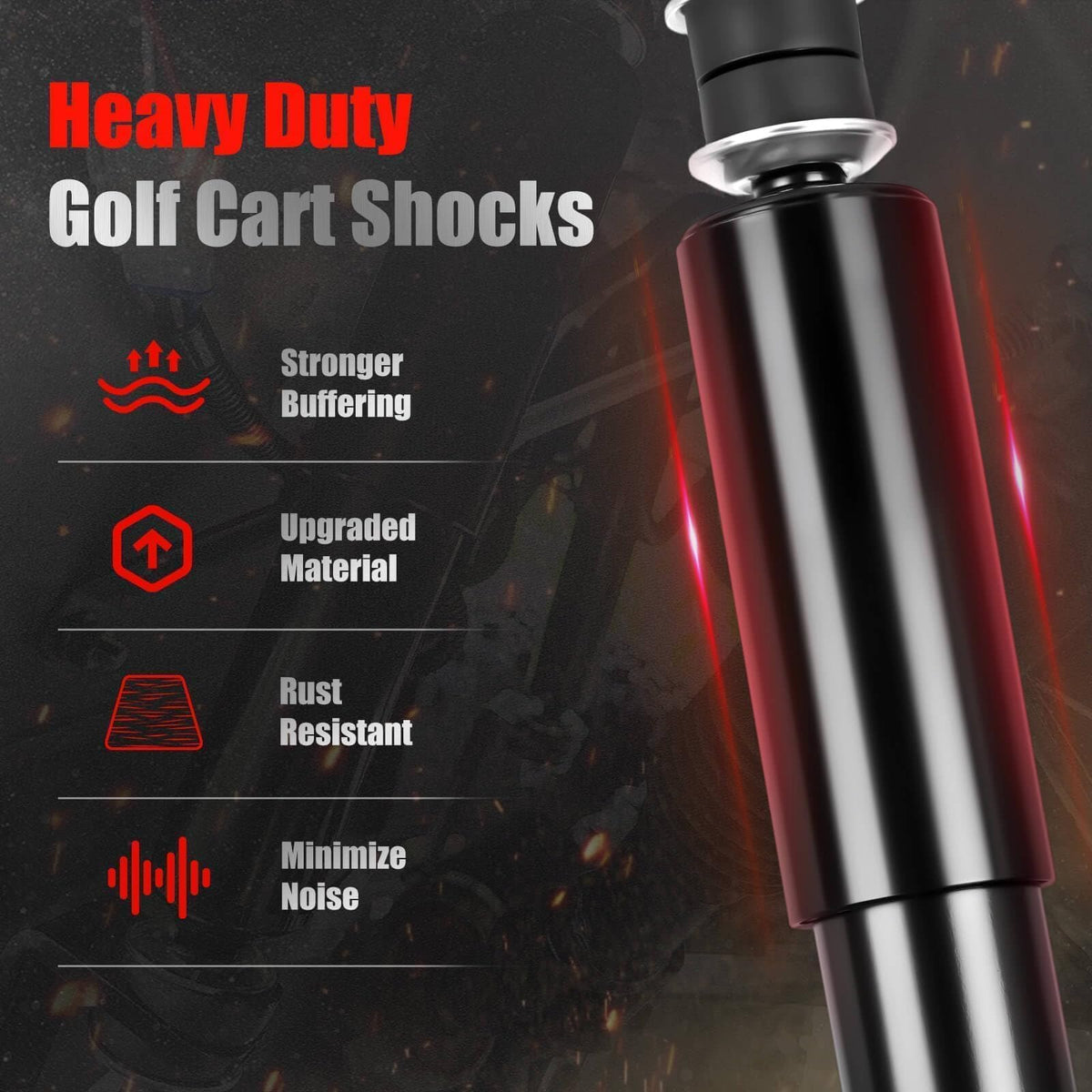 LEAPGOMAX EZGO TXT front shocks mounted on cart improve control during turns.