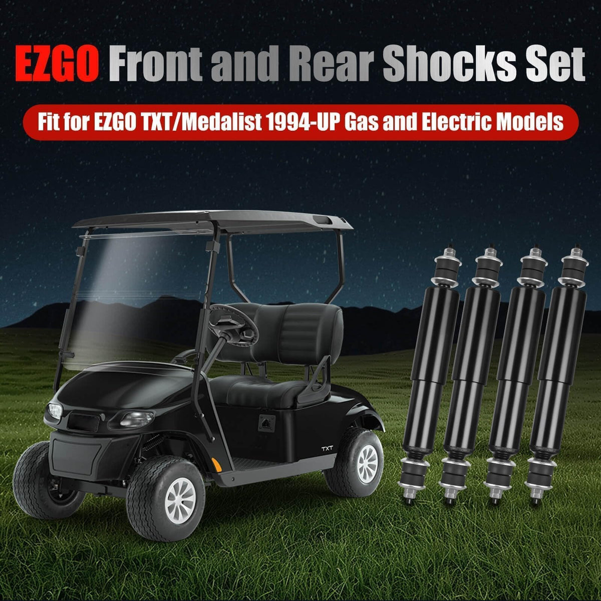 LEAPGOMAX EZGO TXT rear shock enhances comfort and loading capacity on crowded golf carts.