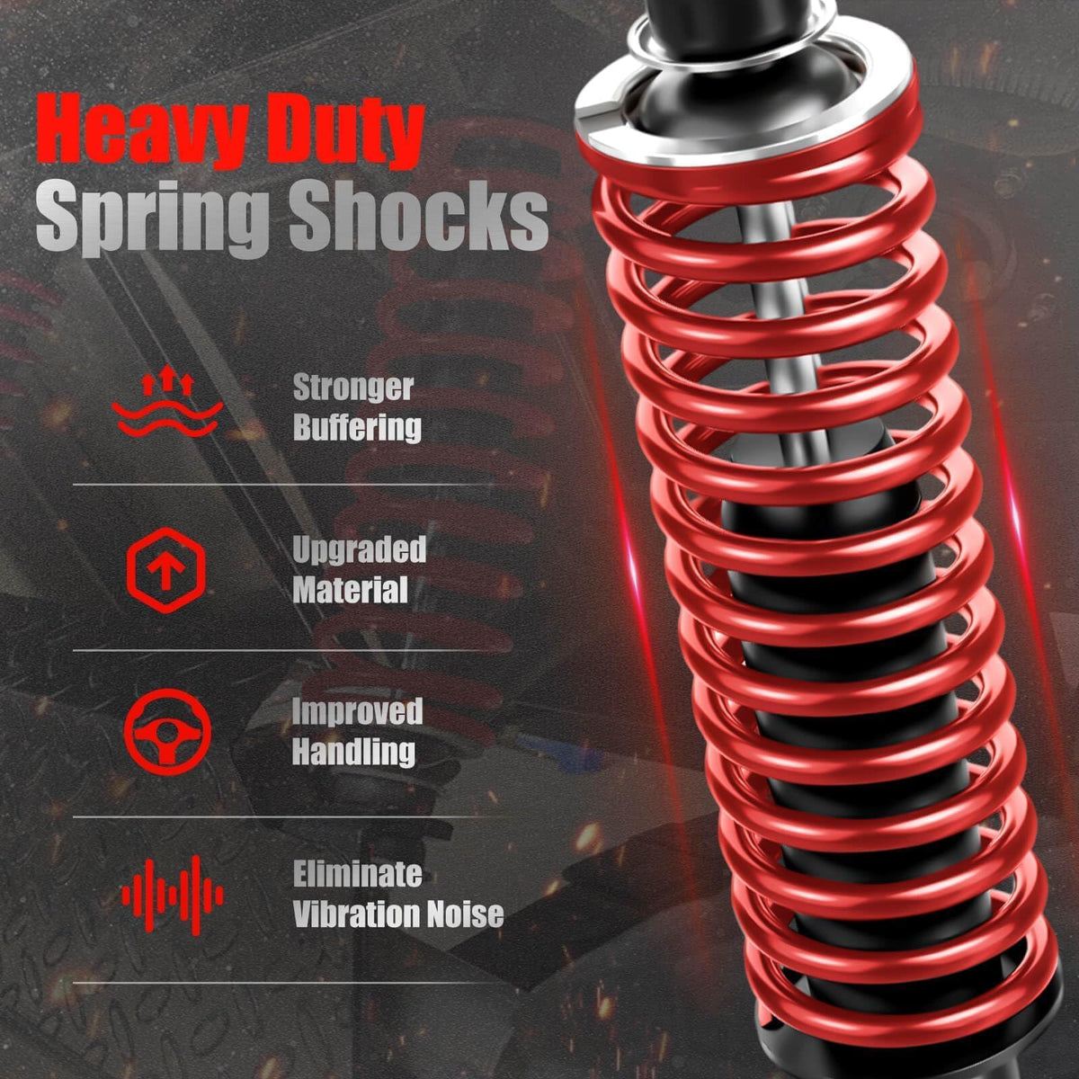 LEAPGOMAX EZGO TXT shocks close-up, durable coil springs enhance control.