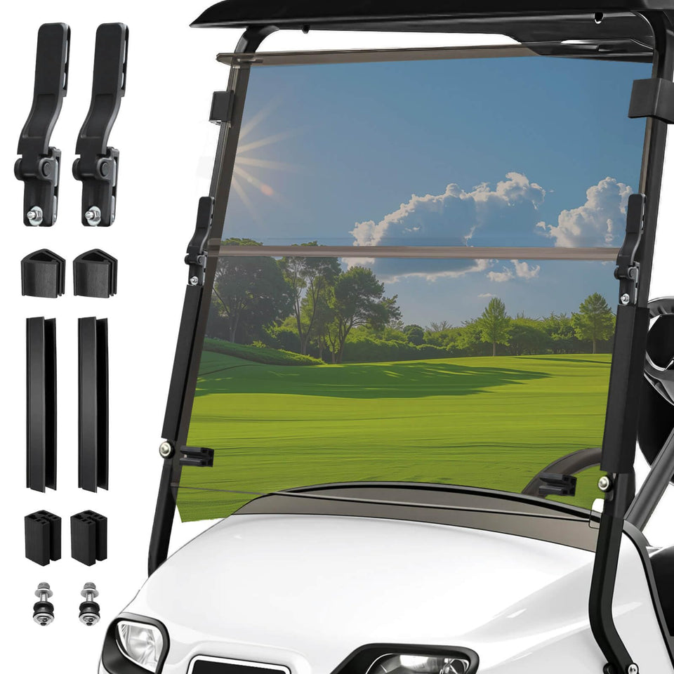LEAPGOMAX EZGO TXT windshield with 5mm PC foldable panel for durability