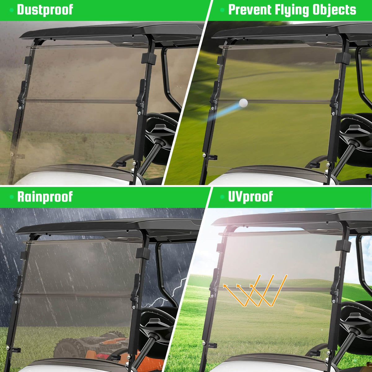 LEAPGOMAX EZGO TXT windshield clear visibility after removing protective film