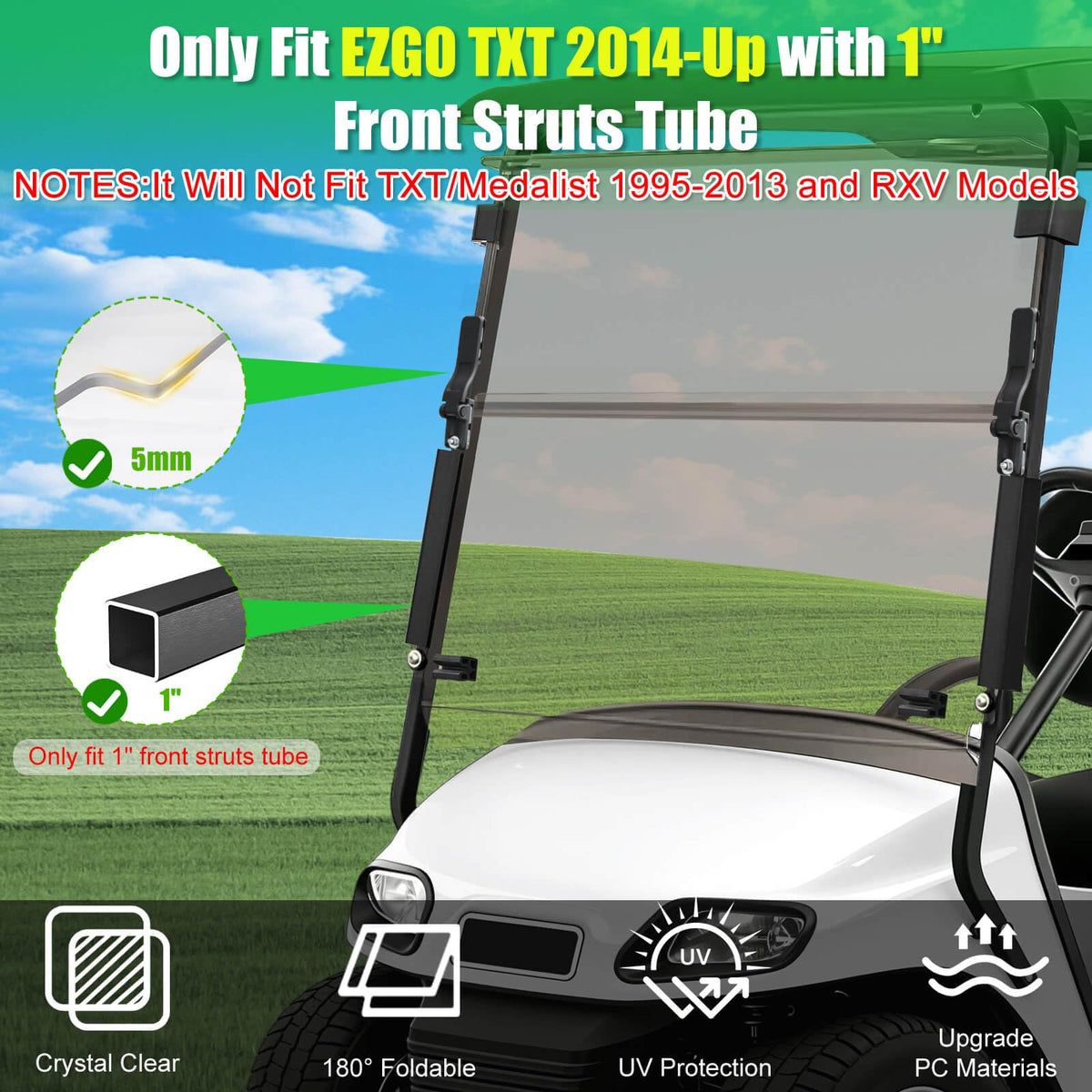 LEAPGOMAX EZGO TXT windshield heavy-duty hinges for long-lasting folding