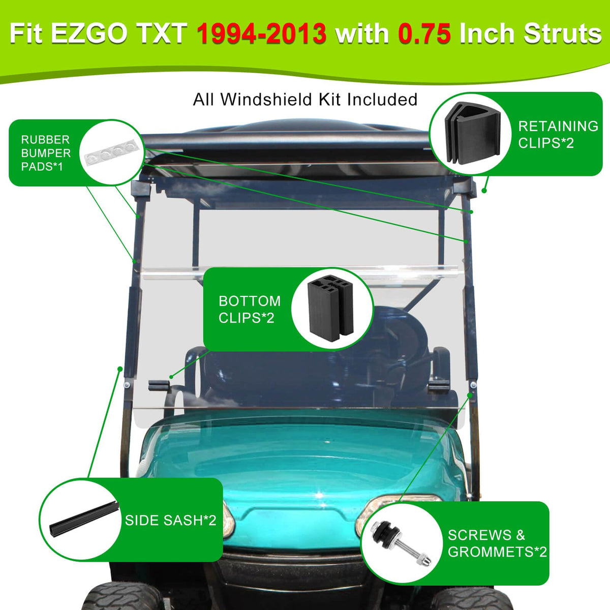 LEAPGOMAX EZGO TXT retaining clips prevent shifting on rough terrain