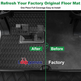 Close-up of LEAPGOMAX anti-slip hex pattern on the floor mat