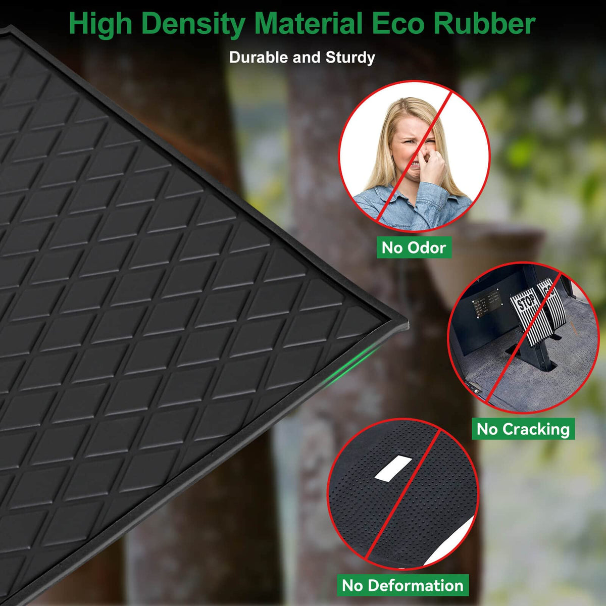 LEAPGOMAX durable all-weather rubber floor mat withstands temperature changes.