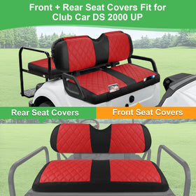 LEAPGOMAX front backrest cover for Club Car DS, diamond stitch premium look