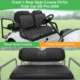 LEAPGOMAX front backrest seat cover showcasing diamond stitching on Club Car DS