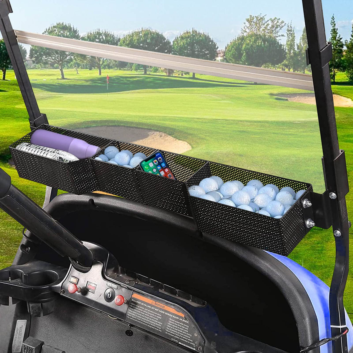 LEAPGOMAX front basket on EZGO TXT/RXV for quick-access storage