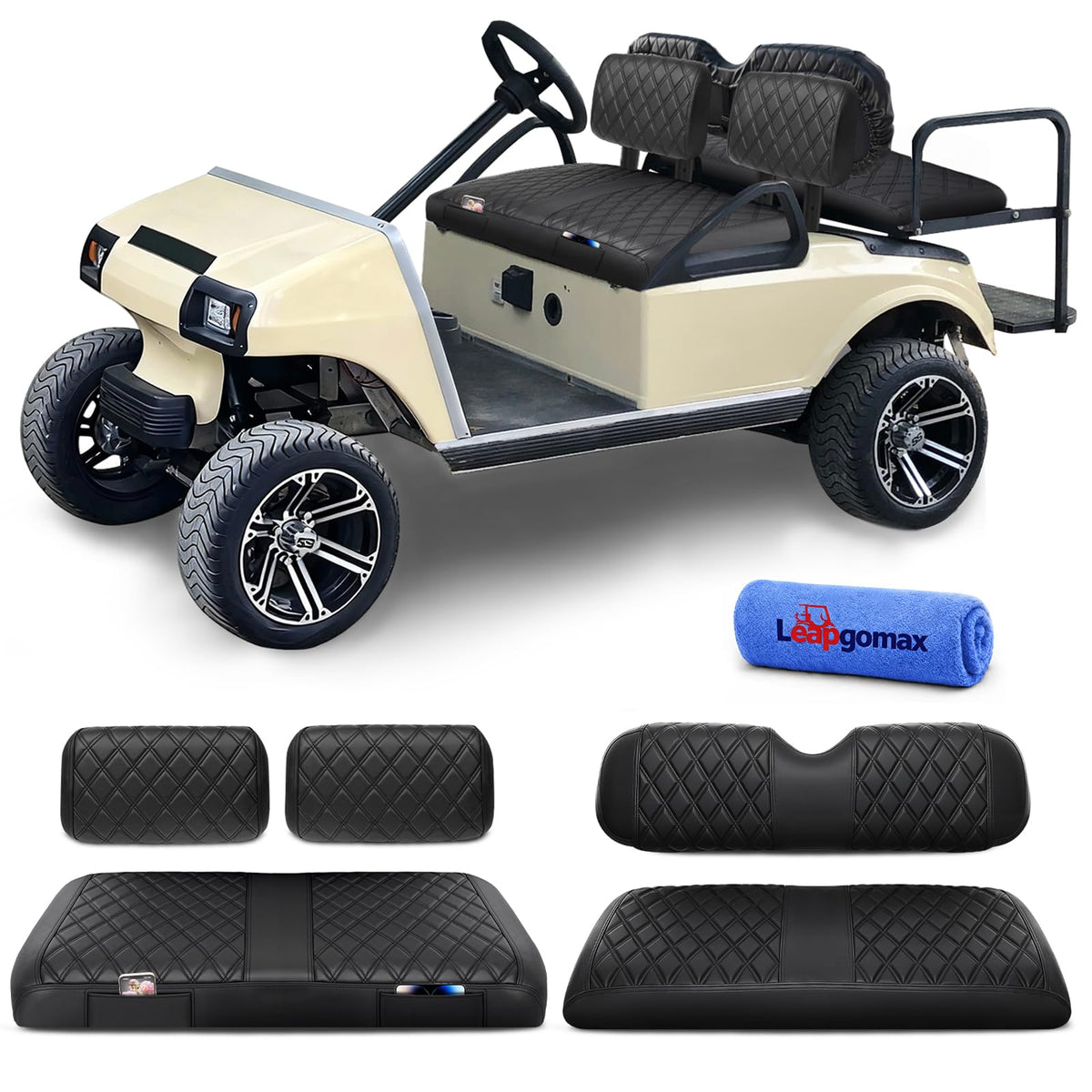 LEAPGOMAX front cushion seat cover for Club Car DS, enhanced comfort and fit