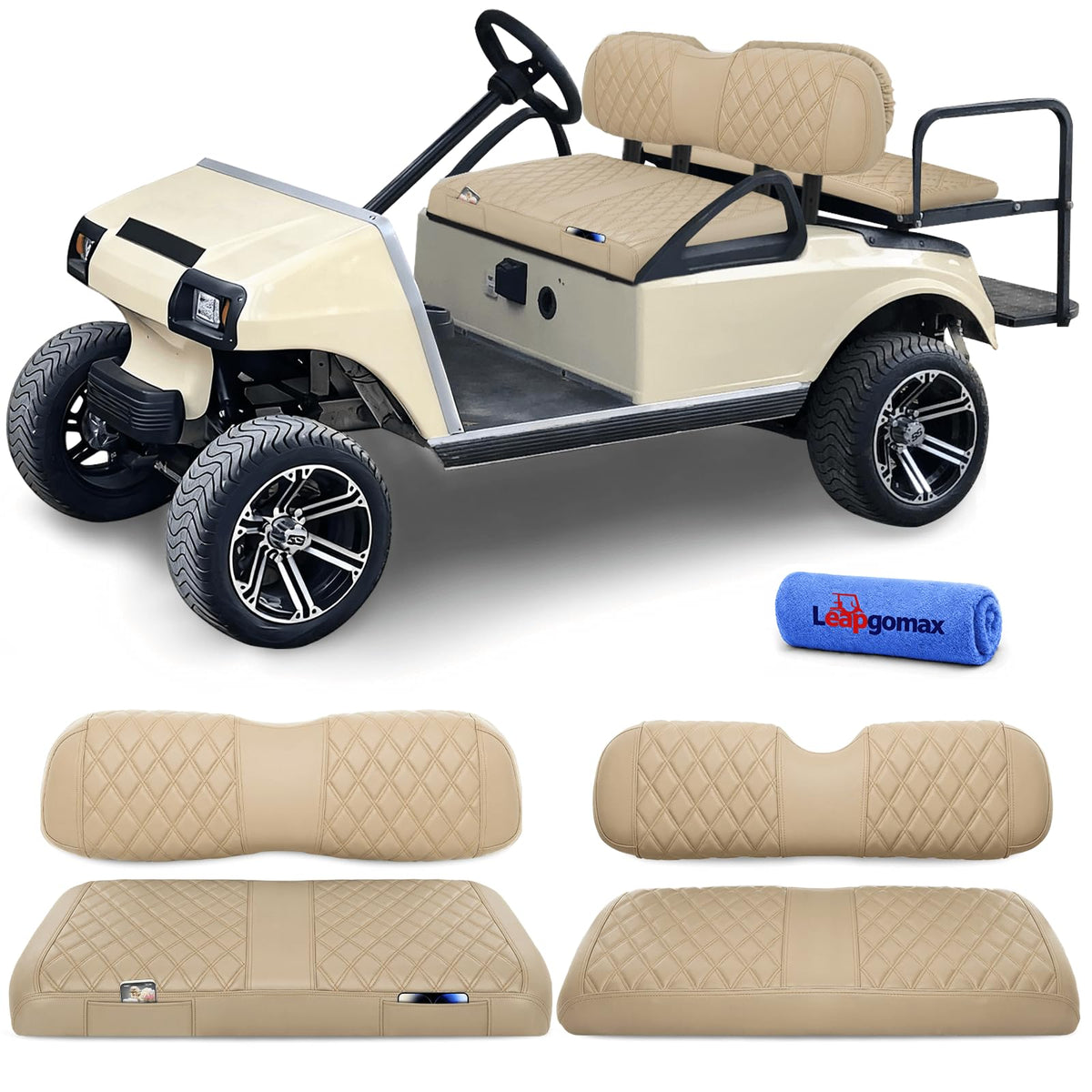 LEAPGOMAX front seat cushion beige enhances comfort during long golf rounds