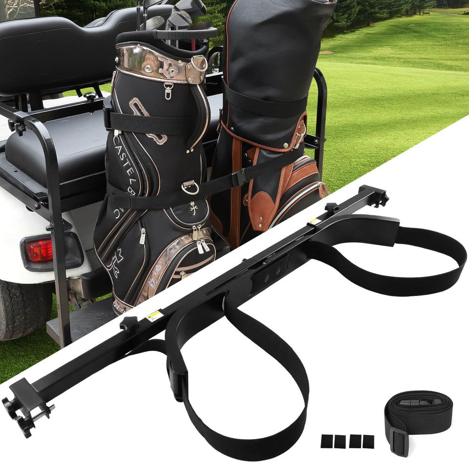 LEAPGOMAX golf bag holder extended on rear seat for easy bag access