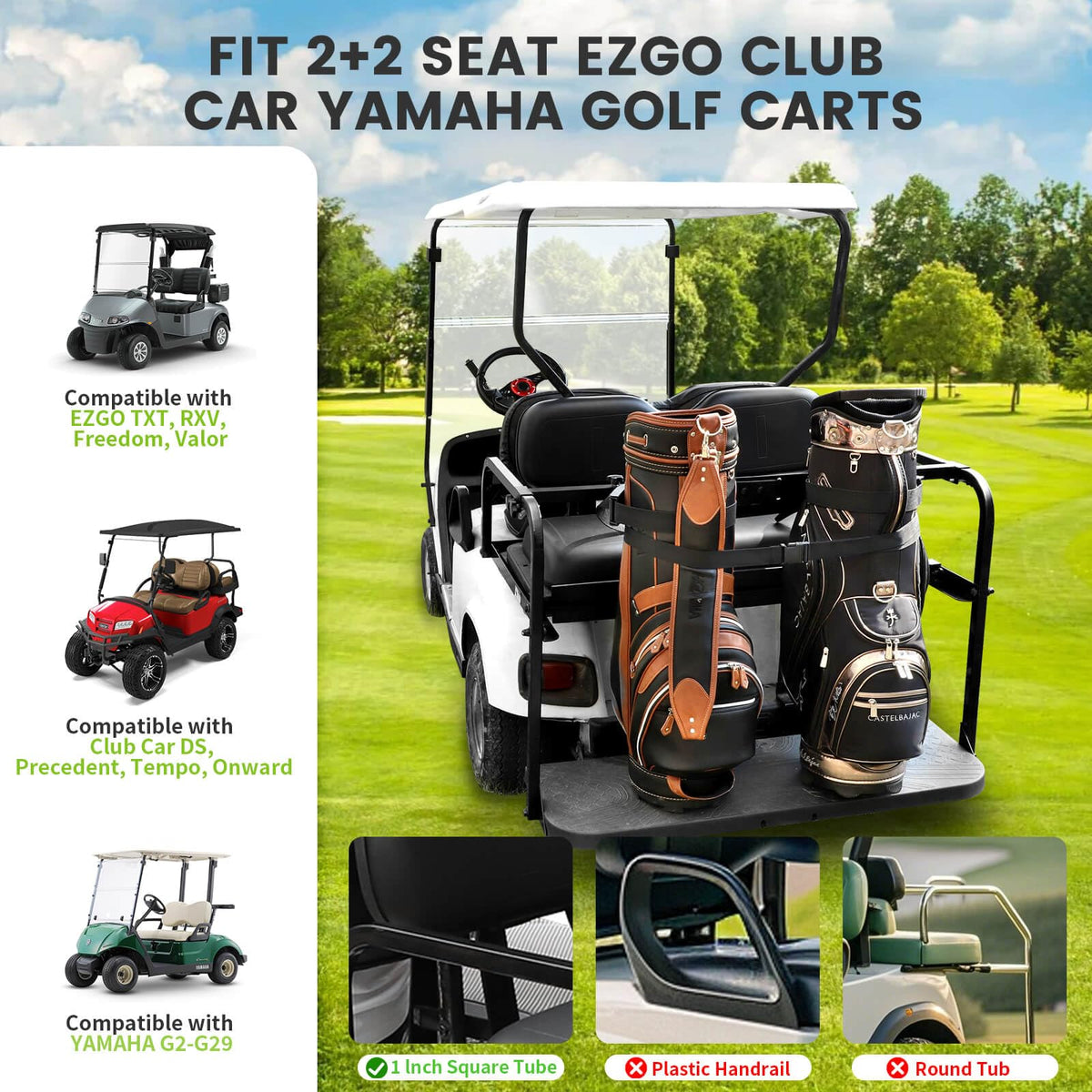 LEAPGOMAX no-drill installation on golf cart rear seat