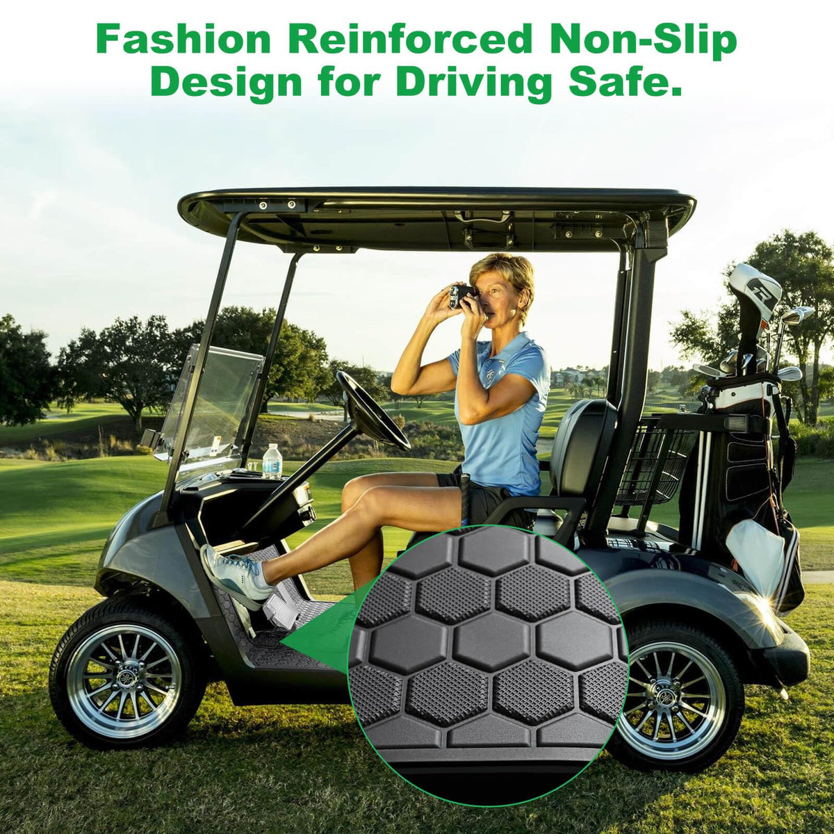 LEAPGOMAX easy-install floor mat with four clips for secure placement