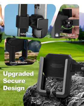 LEAPGOMAX golf cart phone holder camera-friendly design avoids obstructing shots