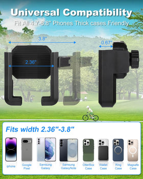 LEAPGOMAX golf cart phone holder wide compatibility fits iPhone Galaxy Pixel with case