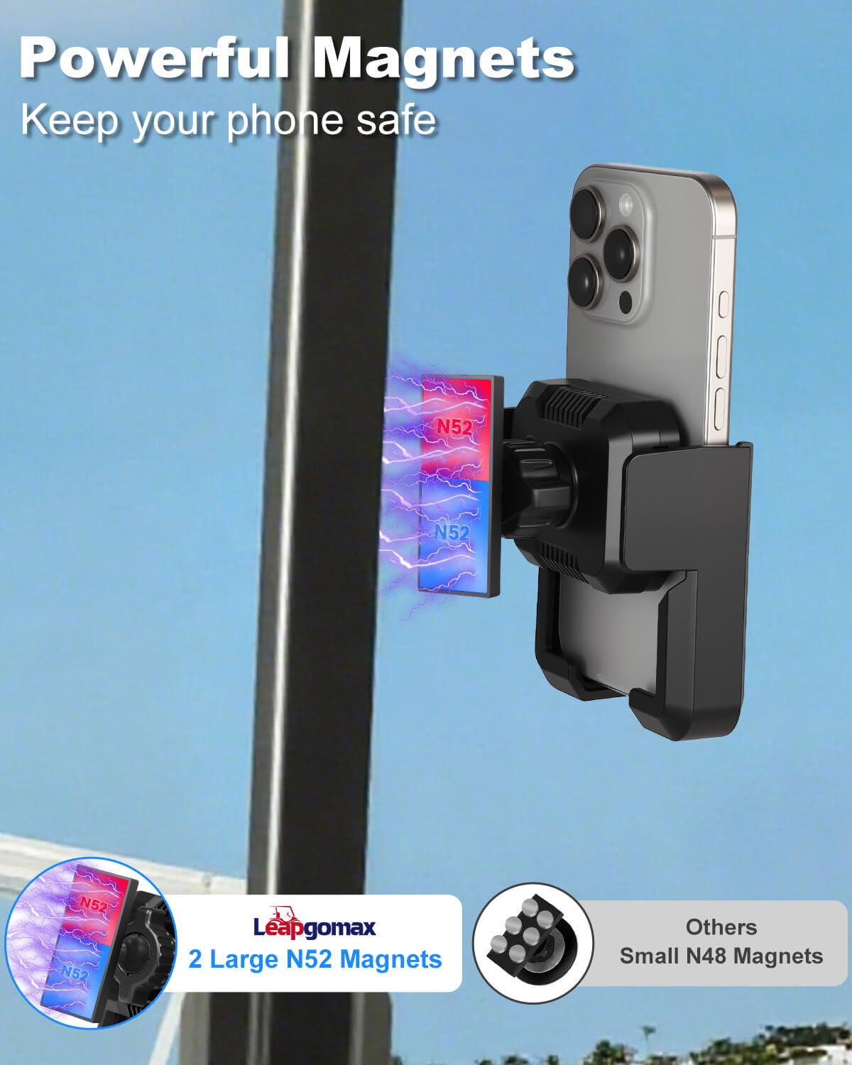 LEAPGOMAX golf cart phone mount secure lock keeps your phone stable