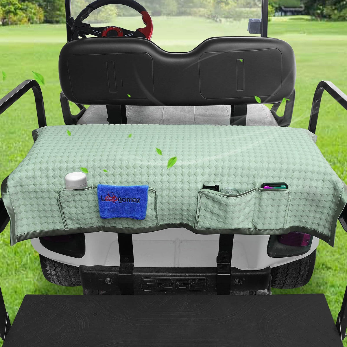 LEAPGOMAX golf cart rear seat cover with universal fit for EZGO, Club Car and Yamaha.
