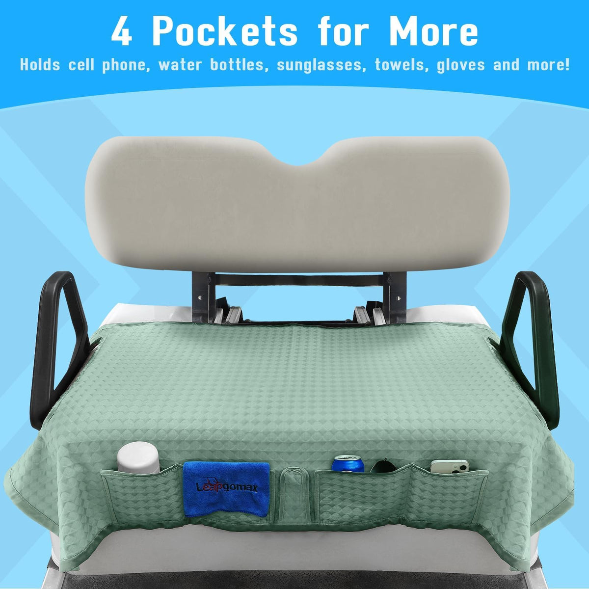 LEAPGOMAX golf cart seat blanket with four pockets for organized essentials