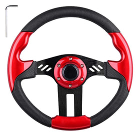 LEAPGOMAX premium leather grip steering wheel for comfortable long cart rides.