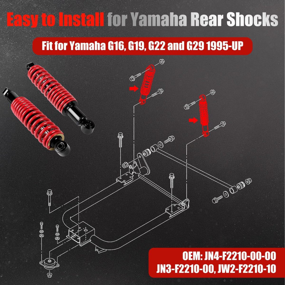 LEAPGOMAX Heavy-duty rear shocks for Yamaha golf cart durability