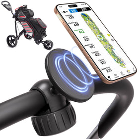 LEAPGOMAX magnetic phone holder mounted on golf cart for hands-free access