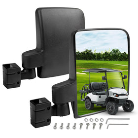 LEAPGOMAX no-drill side mirror installed on a golf cart for quick upgrades.