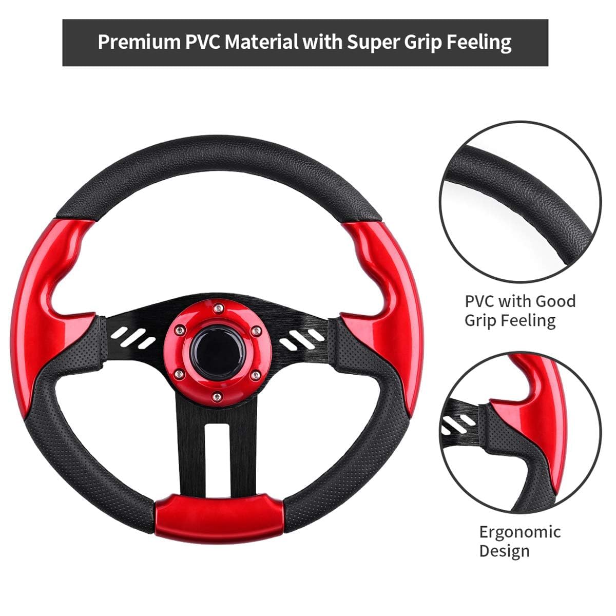 LEAPGOMAX racing-style wheel with black brushed spokes adds sporty look.