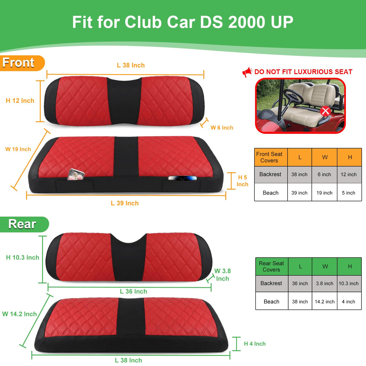 LEAPGOMAX rear cushion cover, durable vinyl protection for all-season use