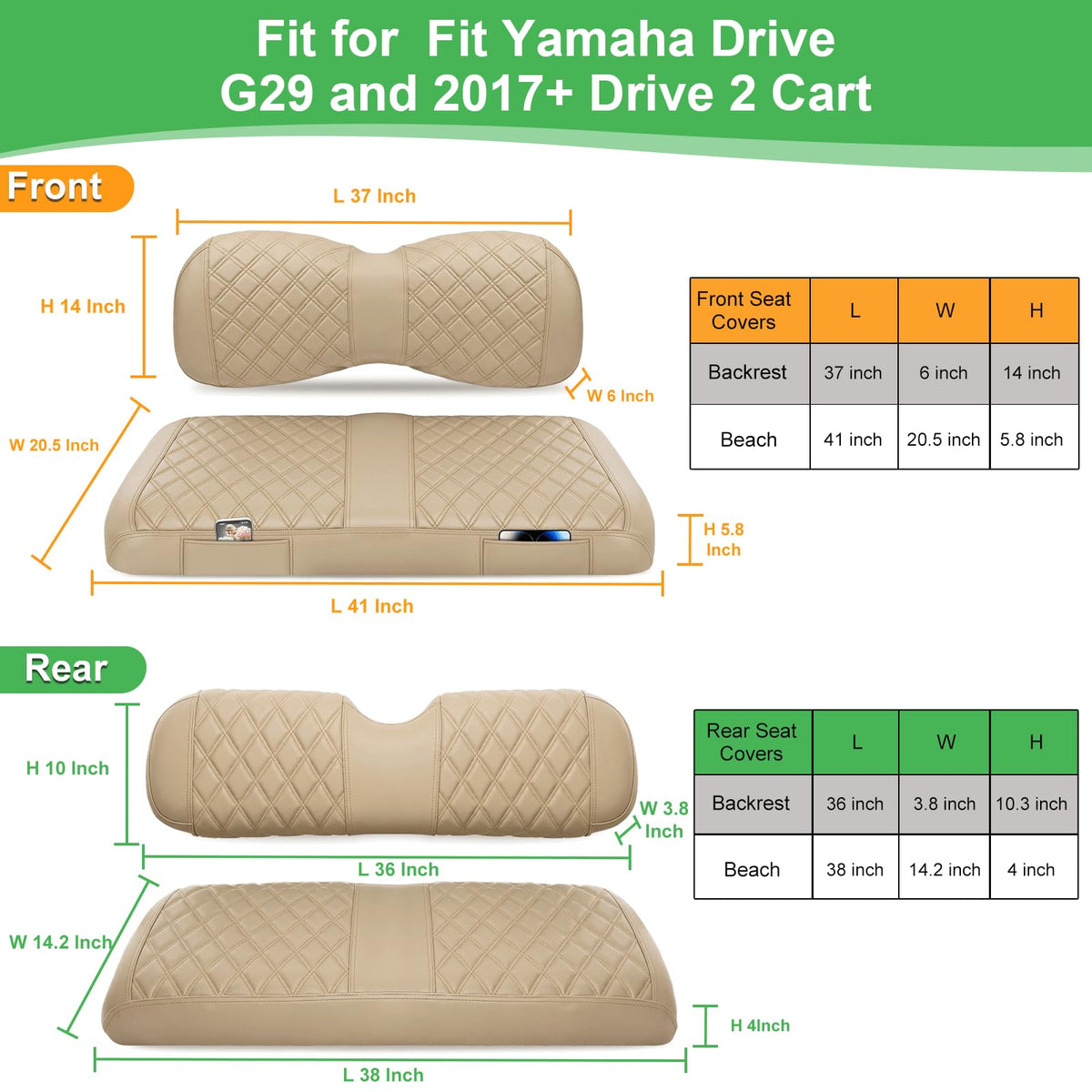 LEAPGOMAX rear cushion cover fits Yamaha Drive G29 for year-round use