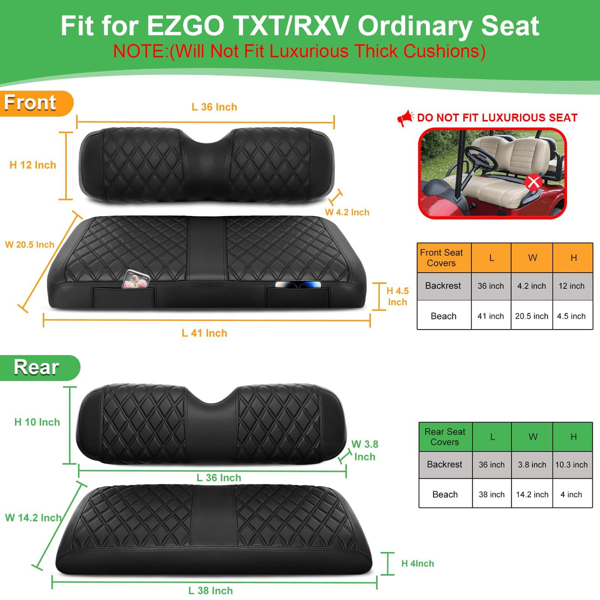 LEAPGOMAX rear cushion cover protecting against wear with durable vinyl