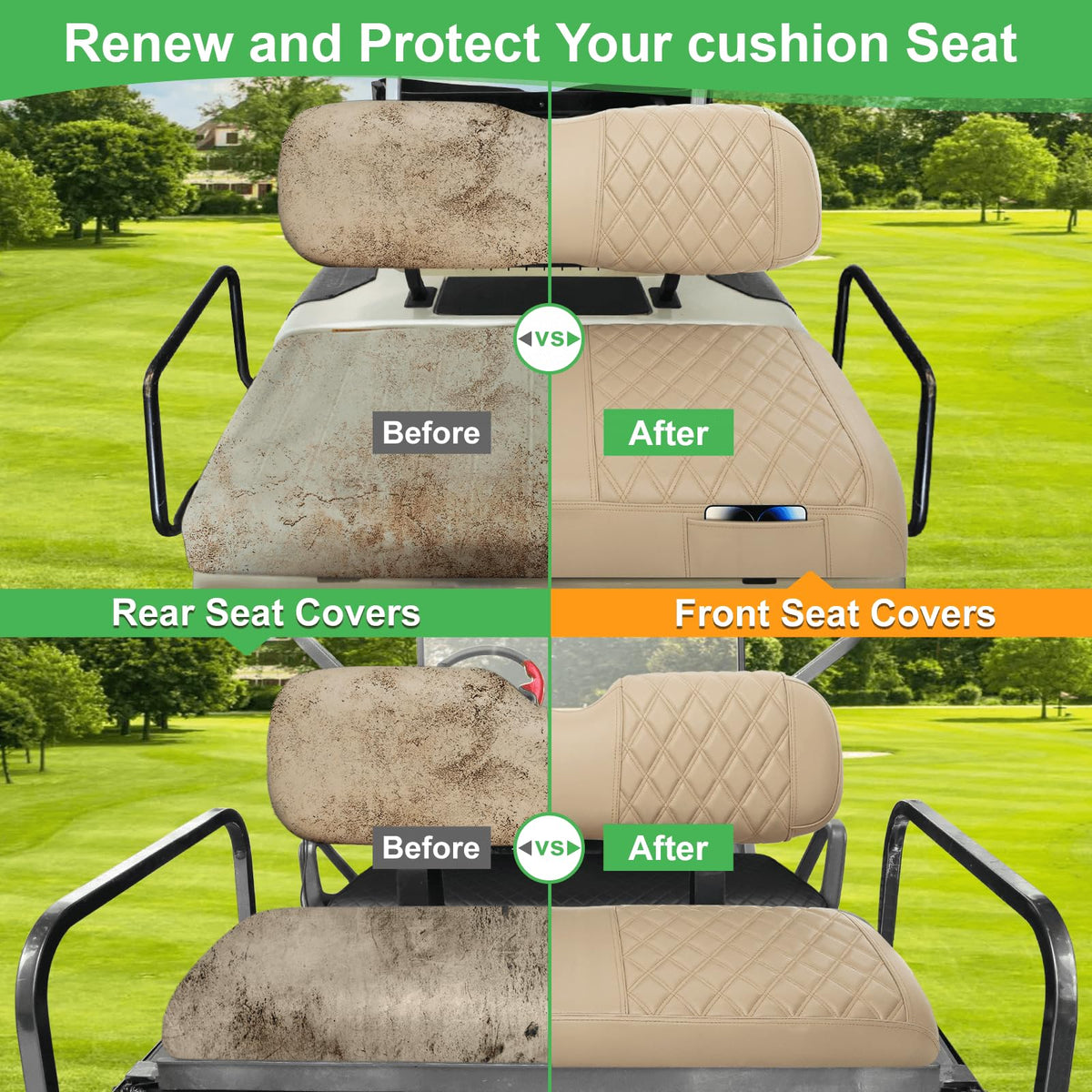 LEAPGOMAX rear seat backrest beige keeps rear area secure and comfy