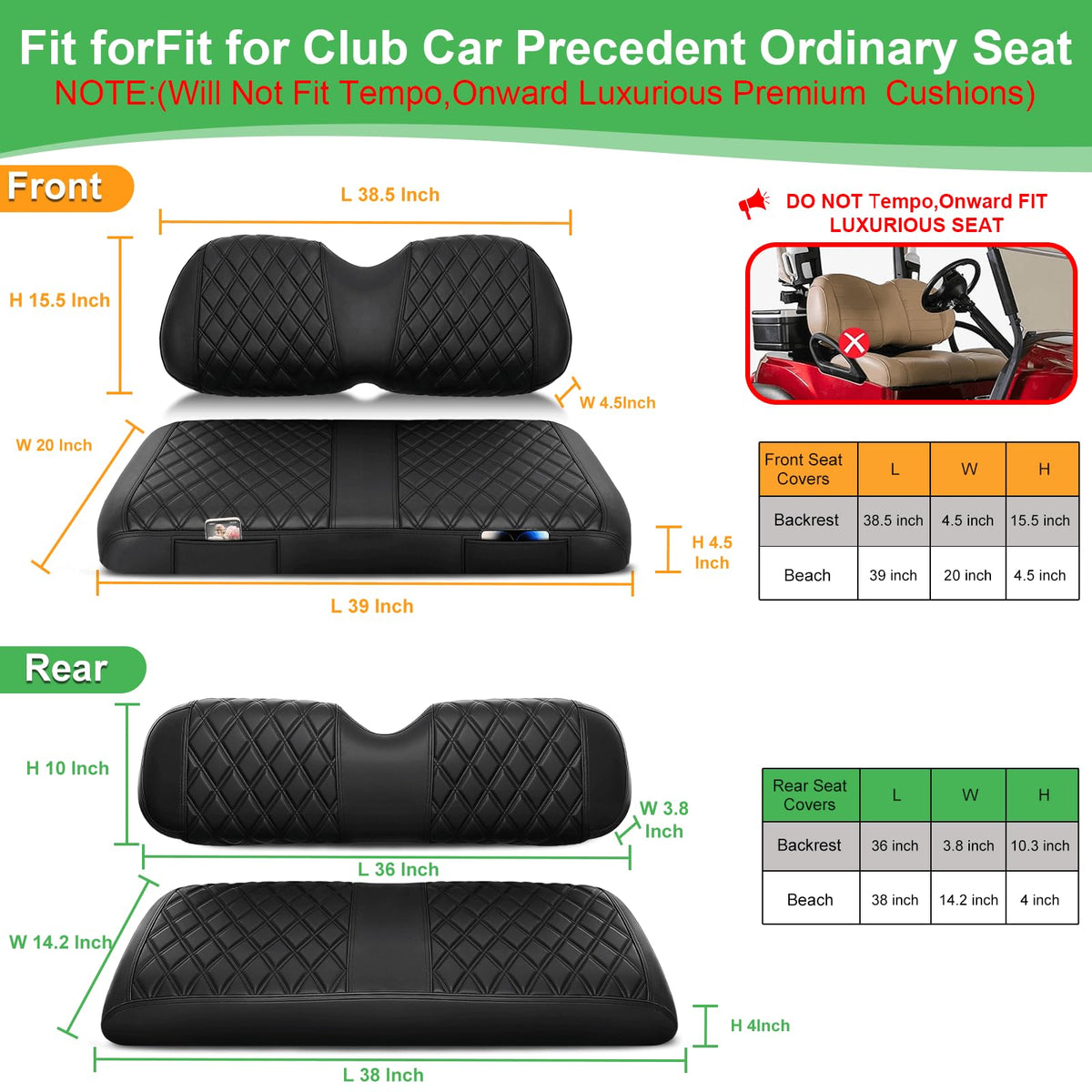 LEAPGOMAX rear cushion cover guards against scuffs on Club Car Precedent.