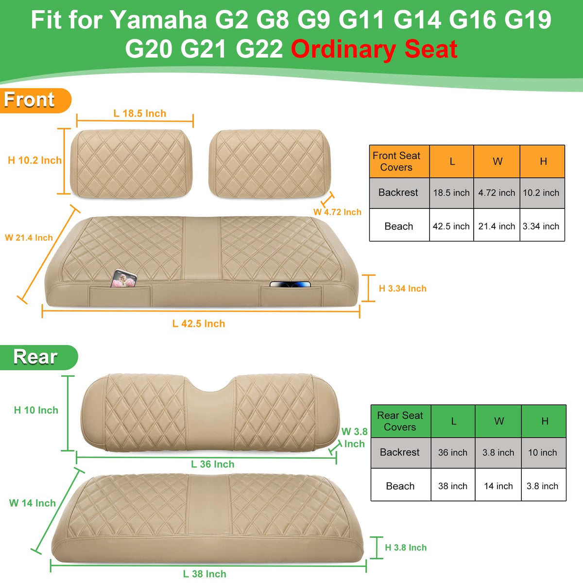 LEAPGOMAX rear seat cover designed for versatile Yamaha G22 layouts.