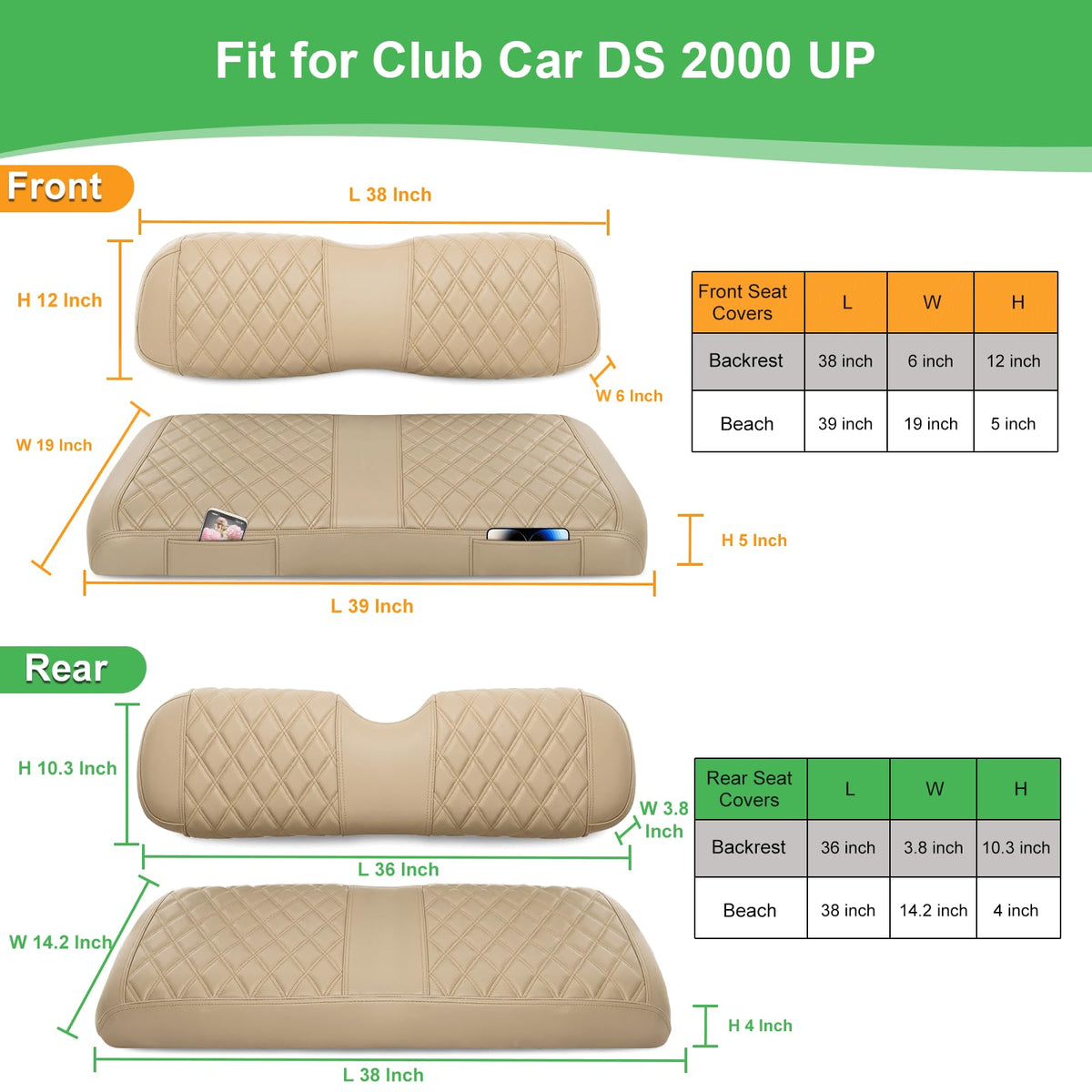 LEAPGOMAX rear seat cushion beige protects and cushions riders