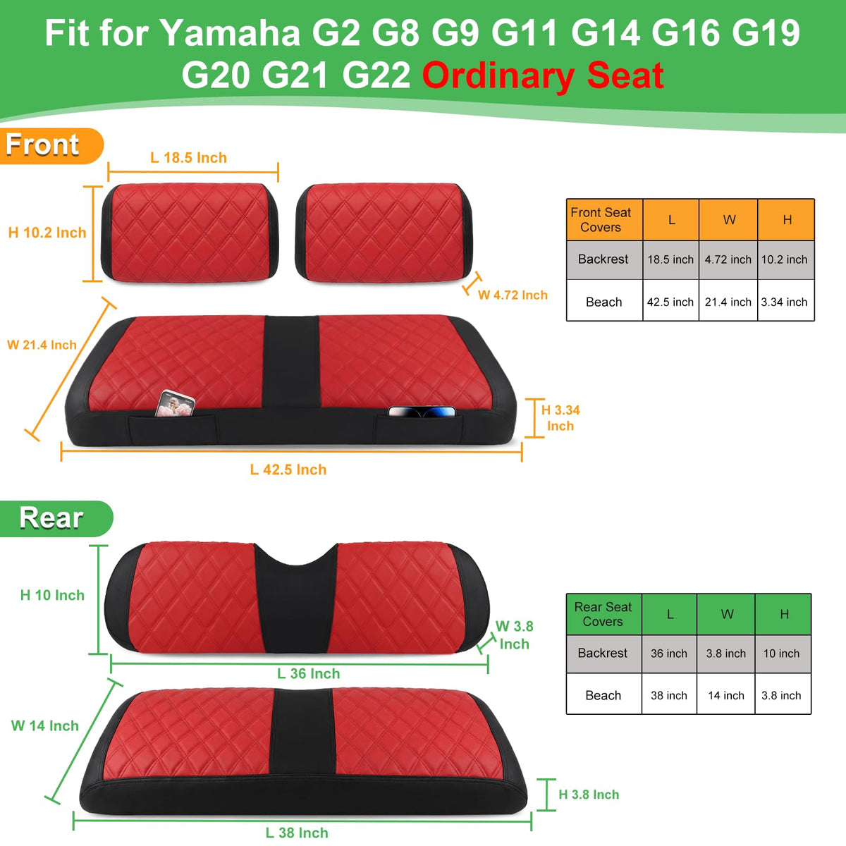 LEAPGOMAX rear seat cushion for Yamaha G22 protects against wear.