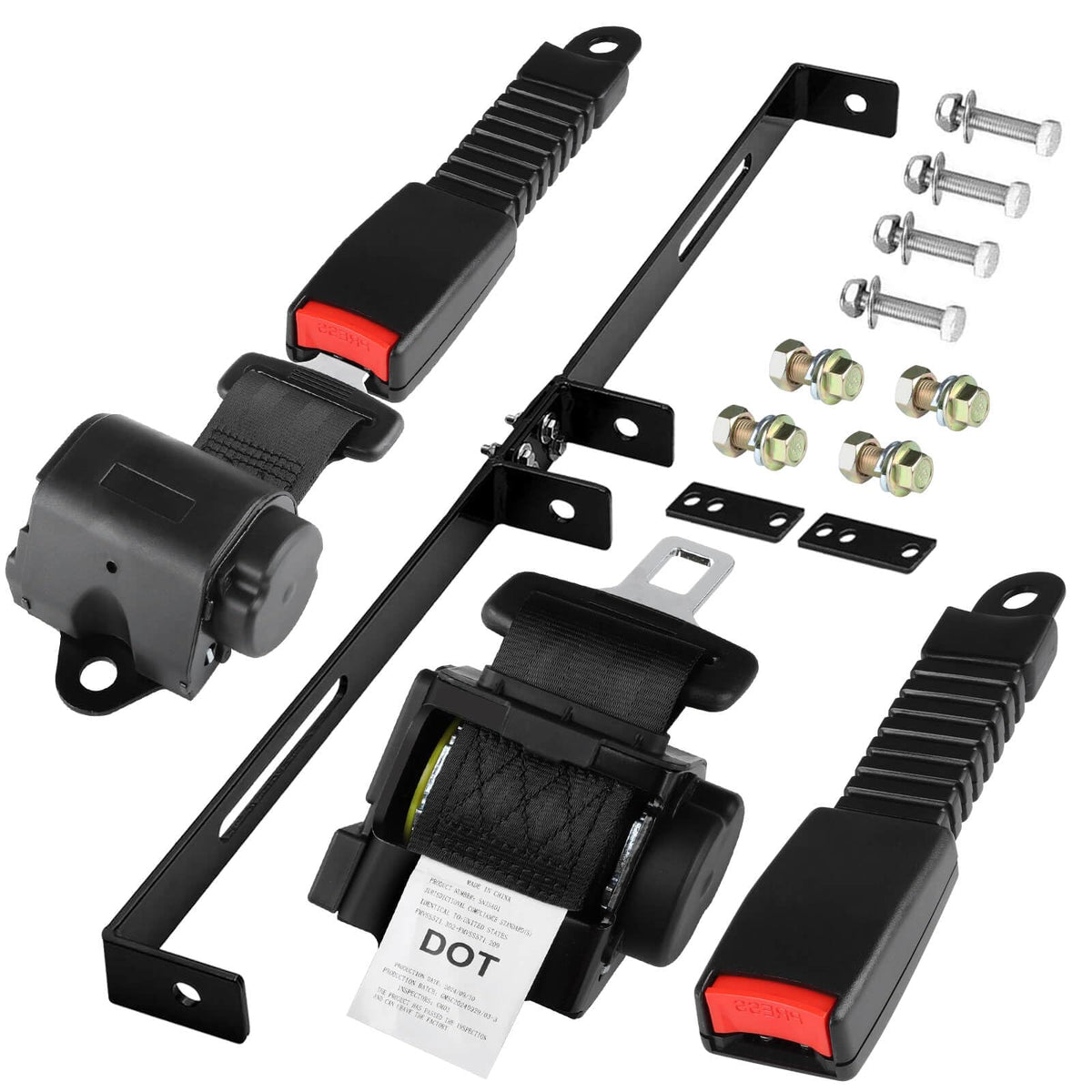 LEAPGOMAX retractable seat belt kit unfolded for easy adjustment and viewing