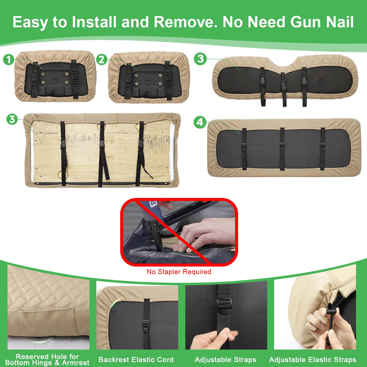 LEAPGOMAX scratch-resistant vinyl cleans easily for busy golf carts