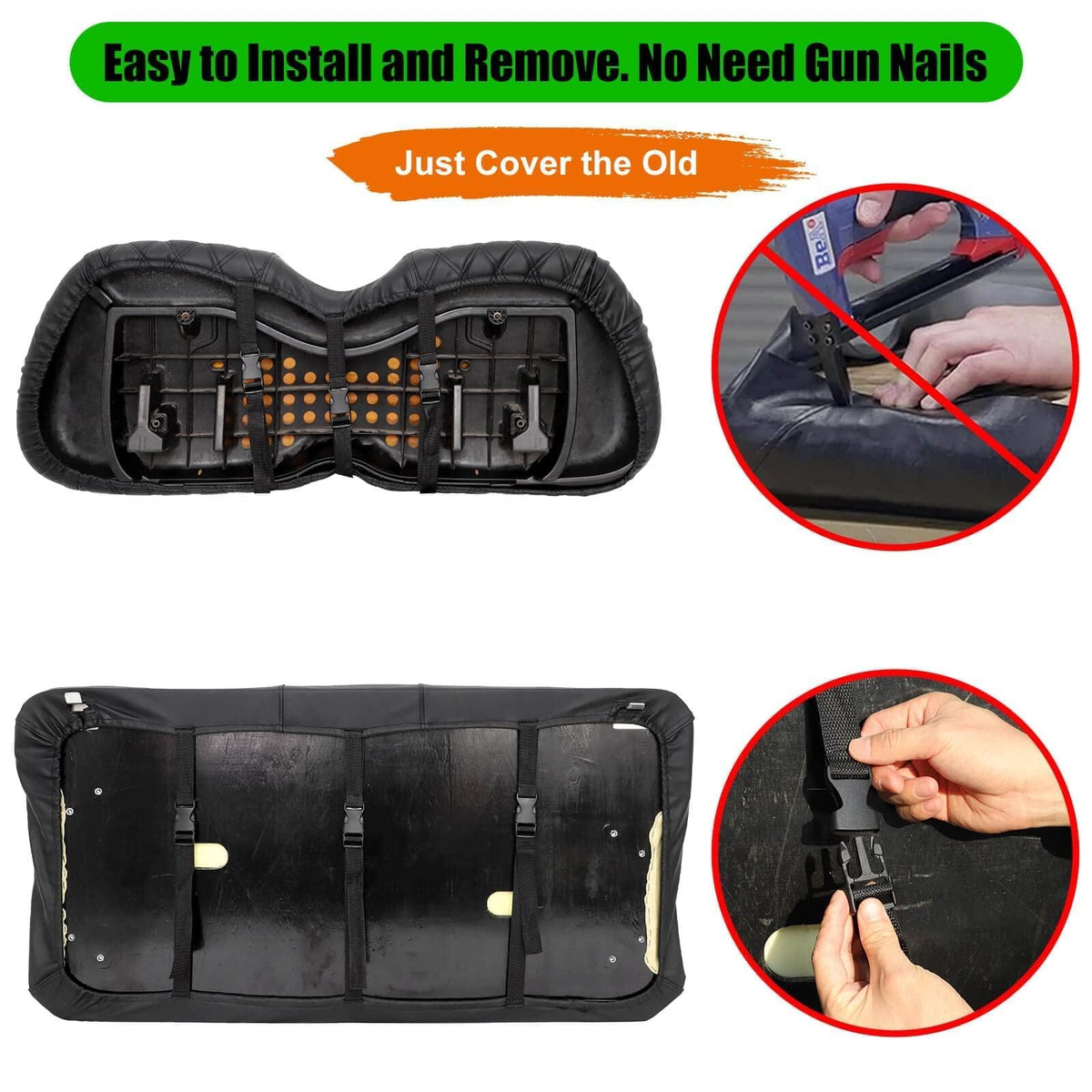 LEAPGOMAX seat cover installation straps simplify fitting over existing seats
