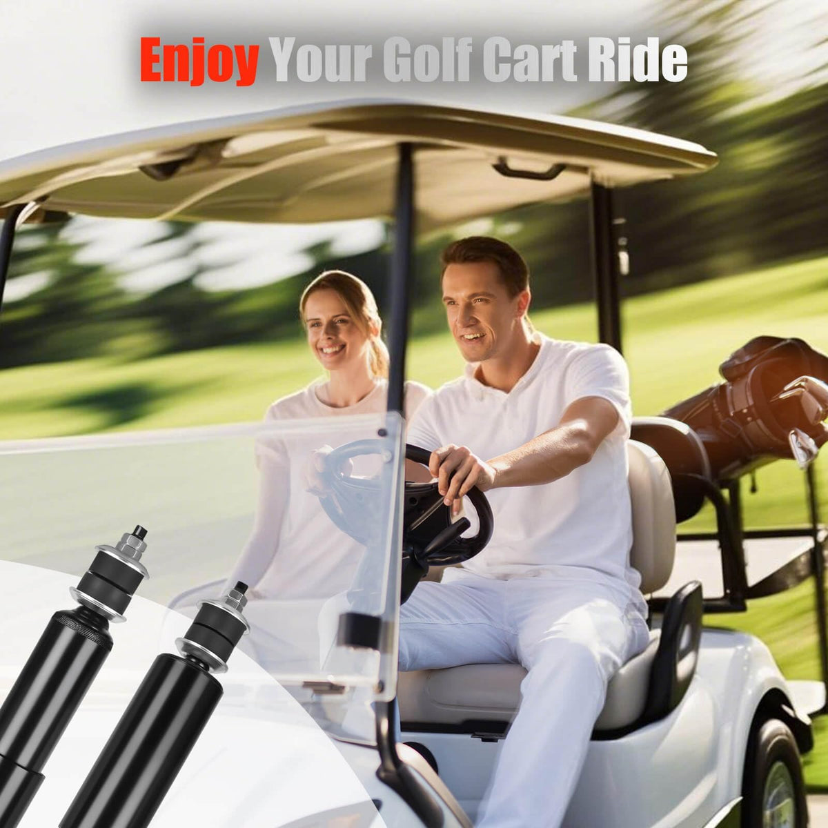 LEAPGOMAX two shocks installed on EZGO TXT for balanced performance