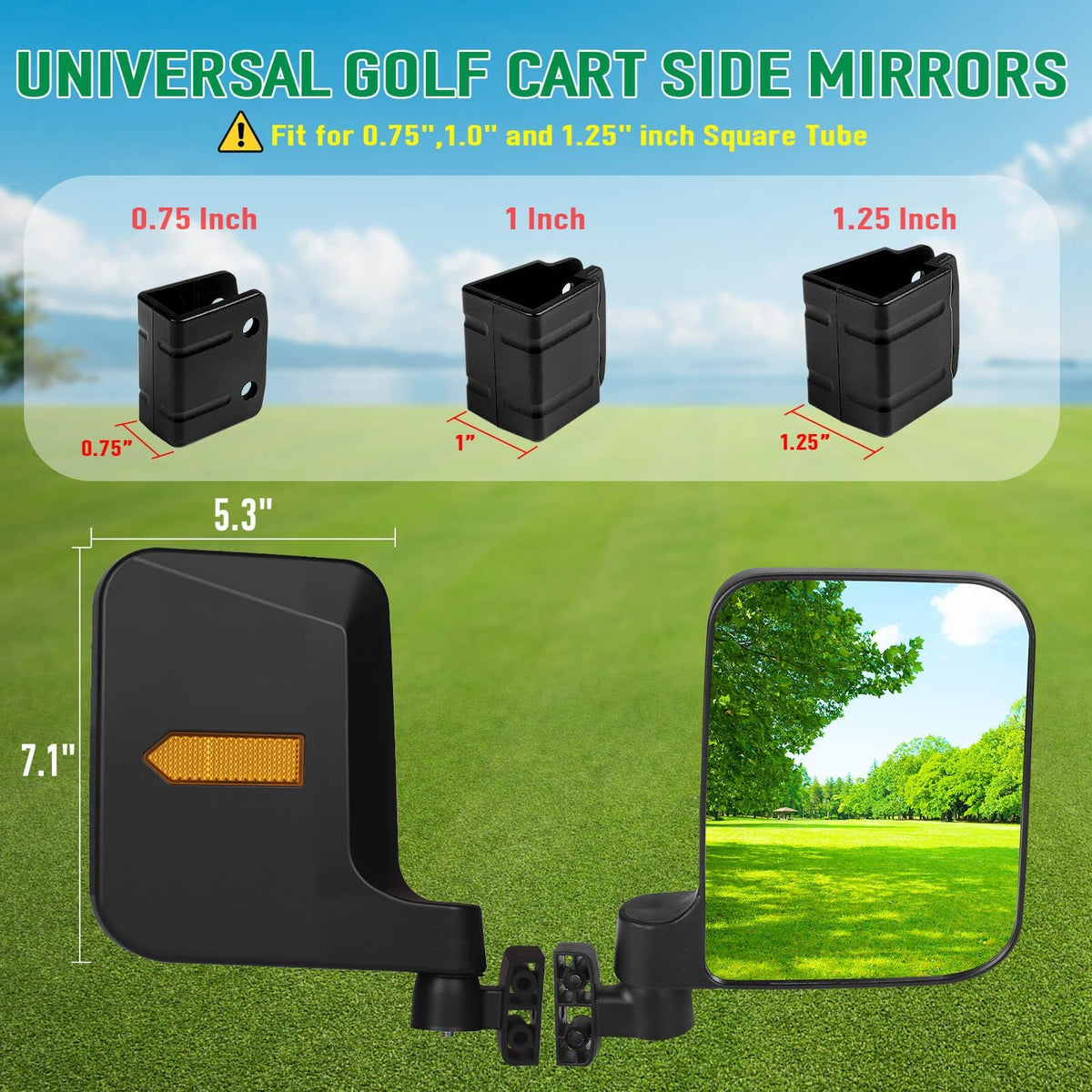 LEAPGOMAX universal-fit golf cart mirrors work with EZGO, Club Car, Yamaha and more