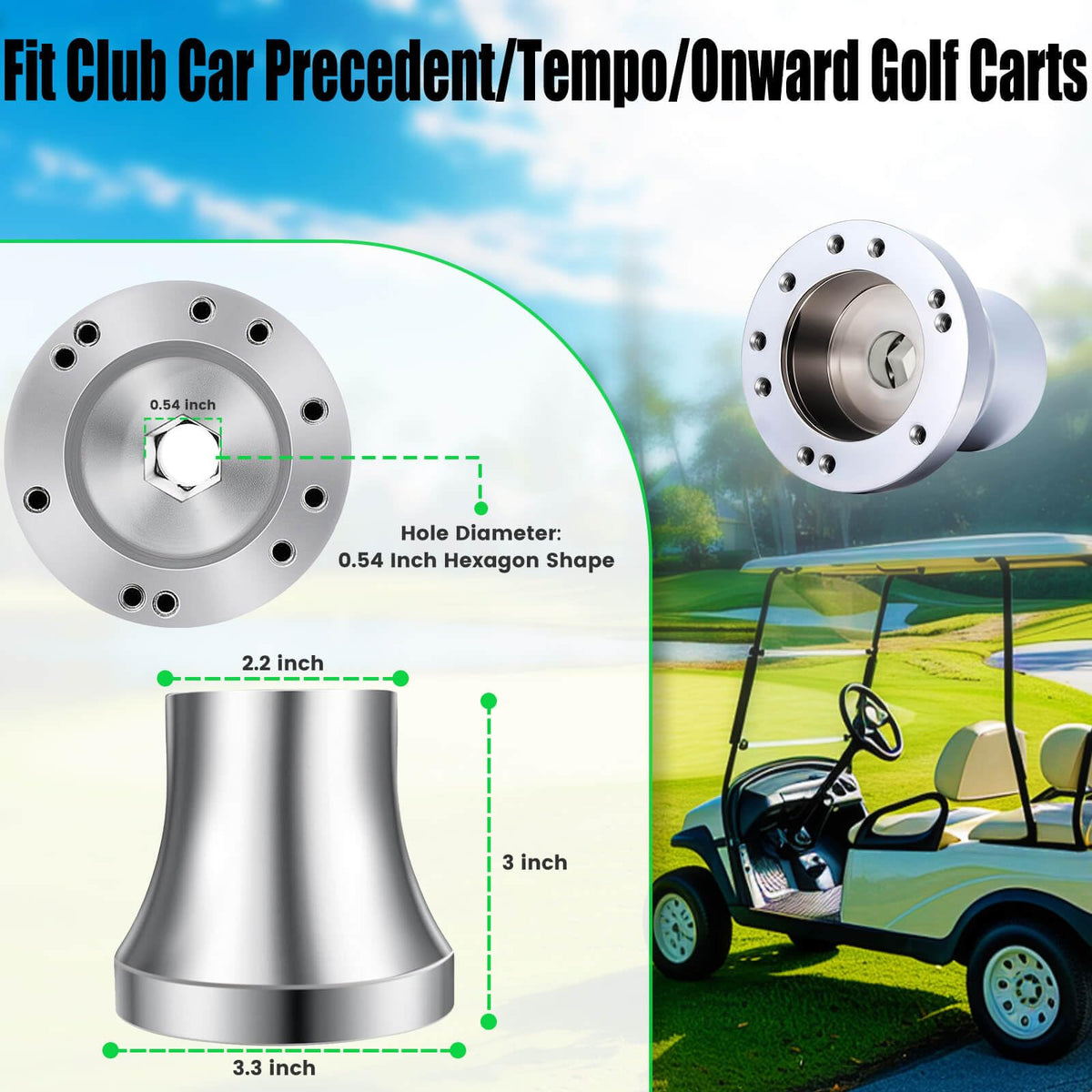 LEAPGOMAX universal steering-wheel adapter in silver enables cross-model compatibility.