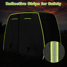 Windproof straps with buckles secure the cover against strong winds.