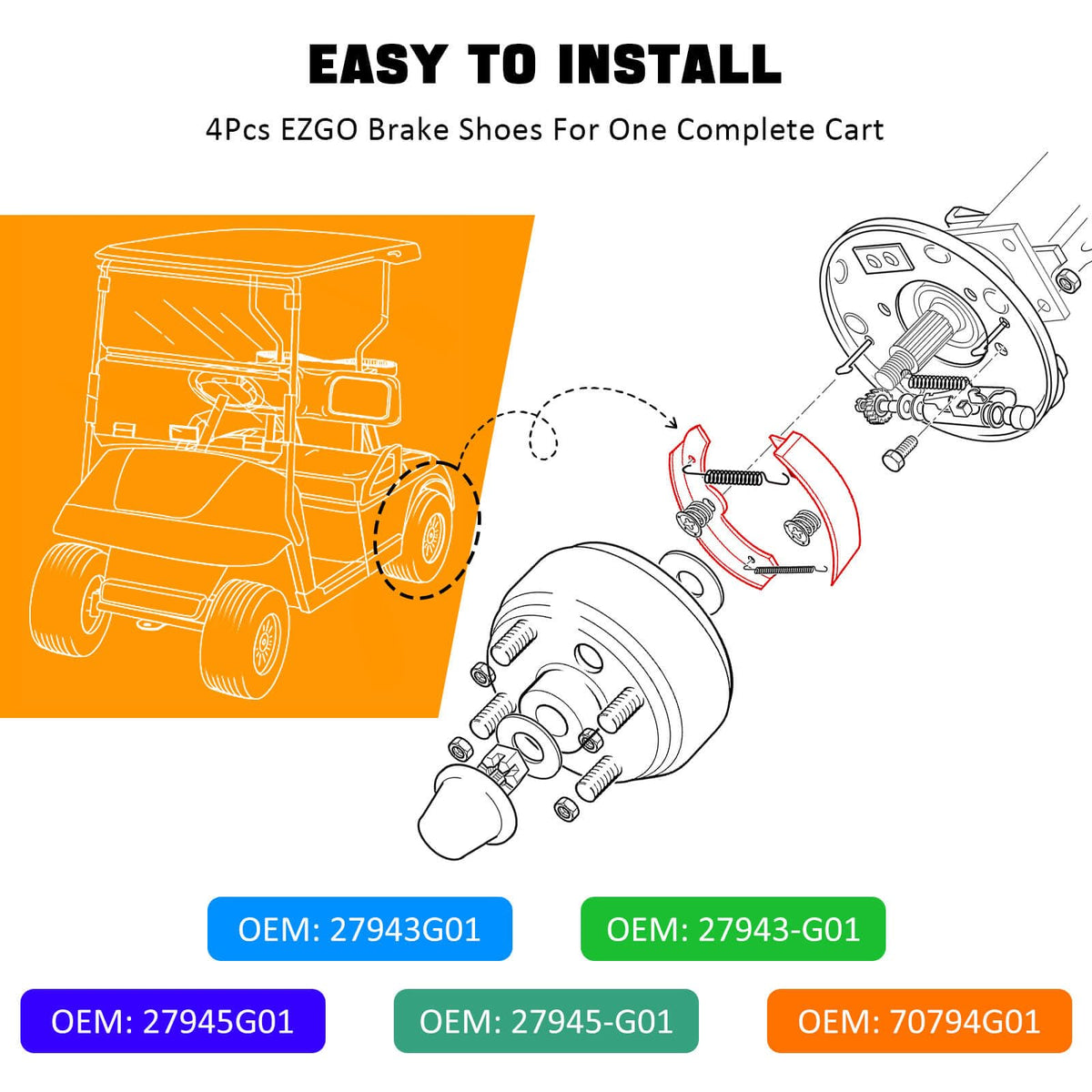LEAPGOMAX Workhorse brake shoes delivering durable performance for high-use carts