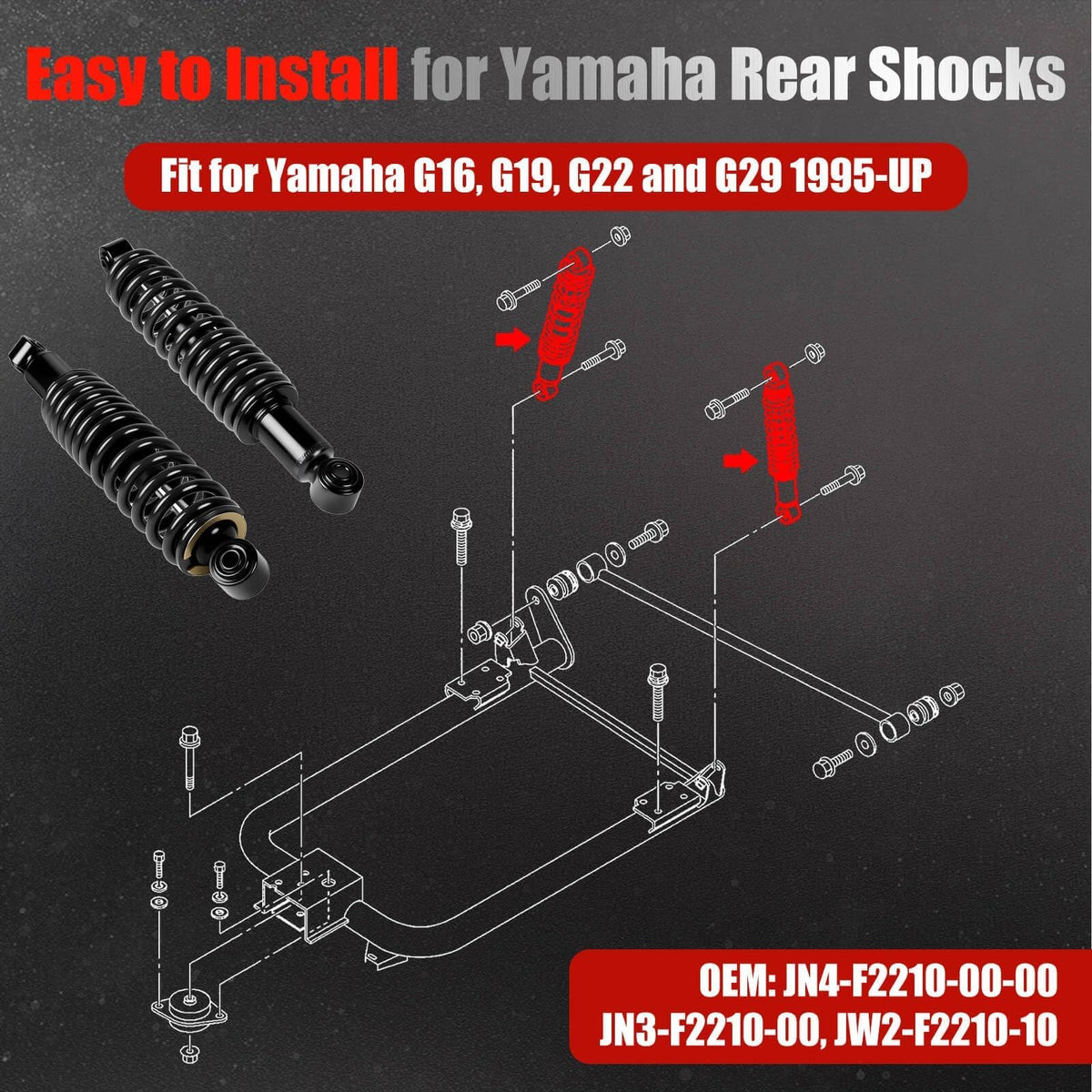 LEAPGOMAX Yamaha G20 rear shock shown for reliable support