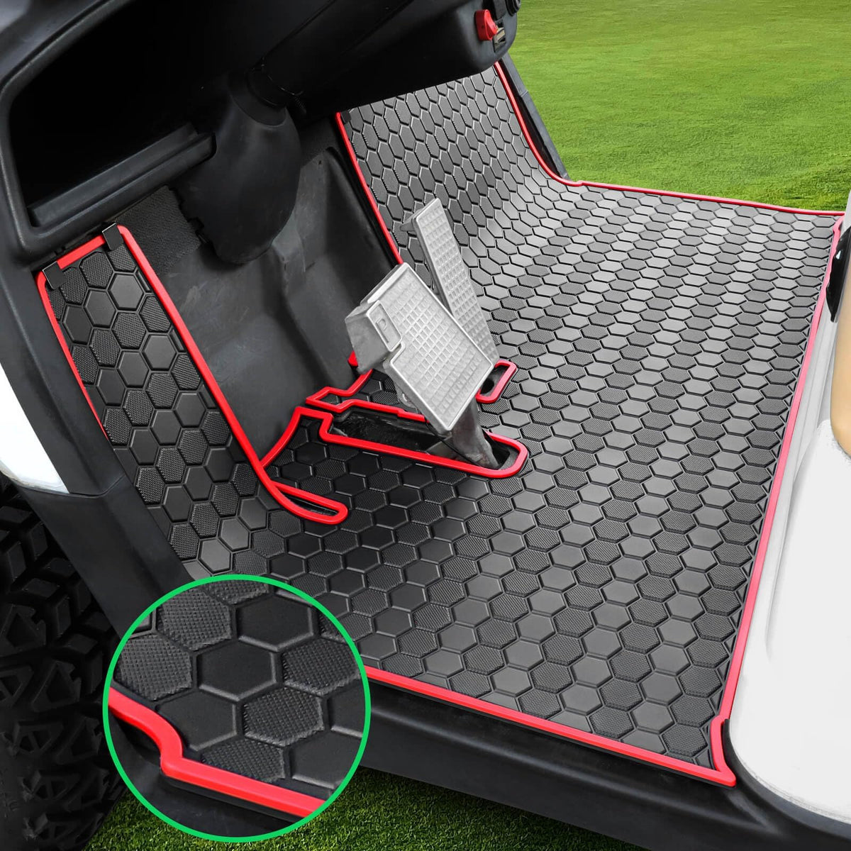 LEAPGOMAX Yamaha G29 floor mat with red trim for full coverage and protection