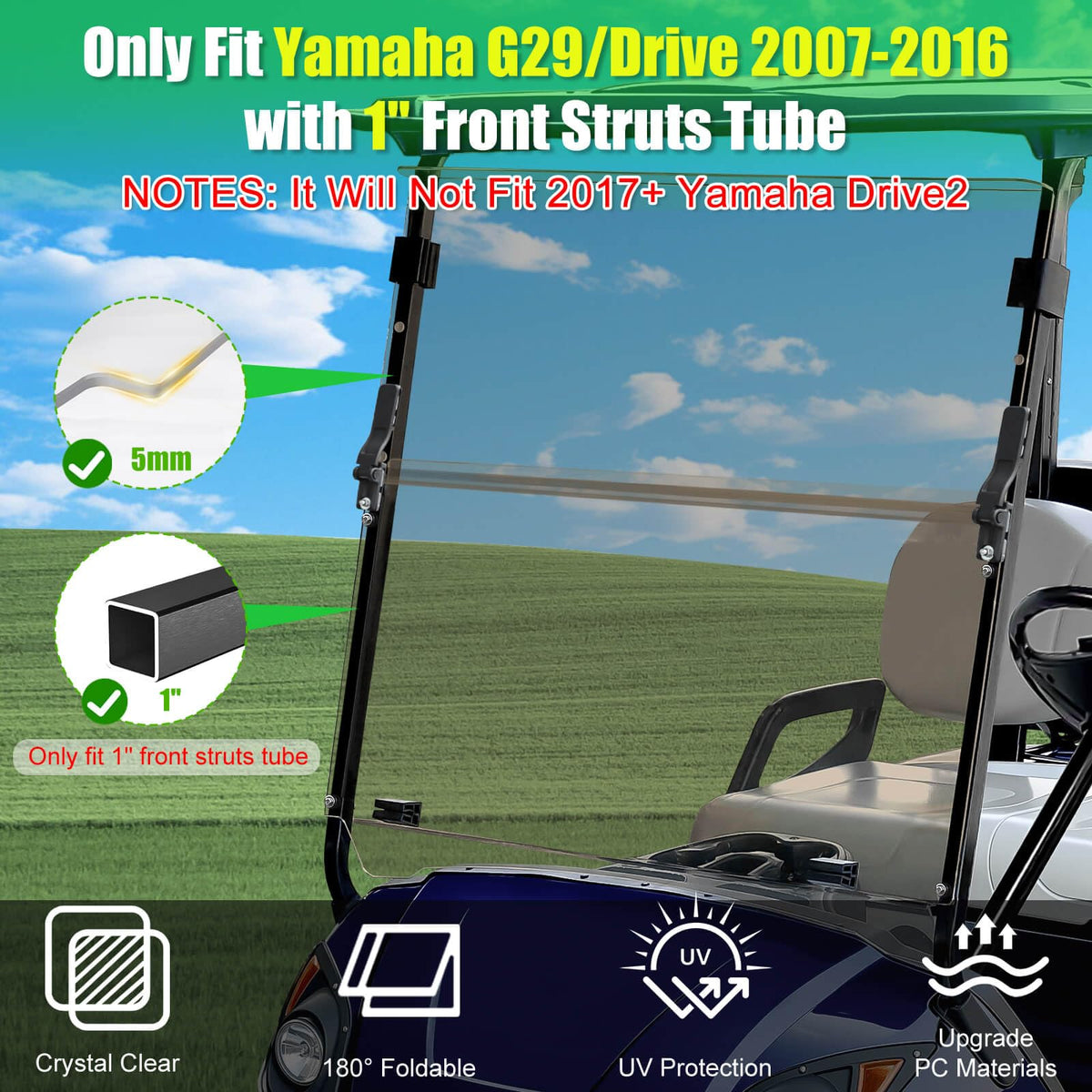 LEAPGOMAX Yamaha G29 windshield half-view shields wind and dust